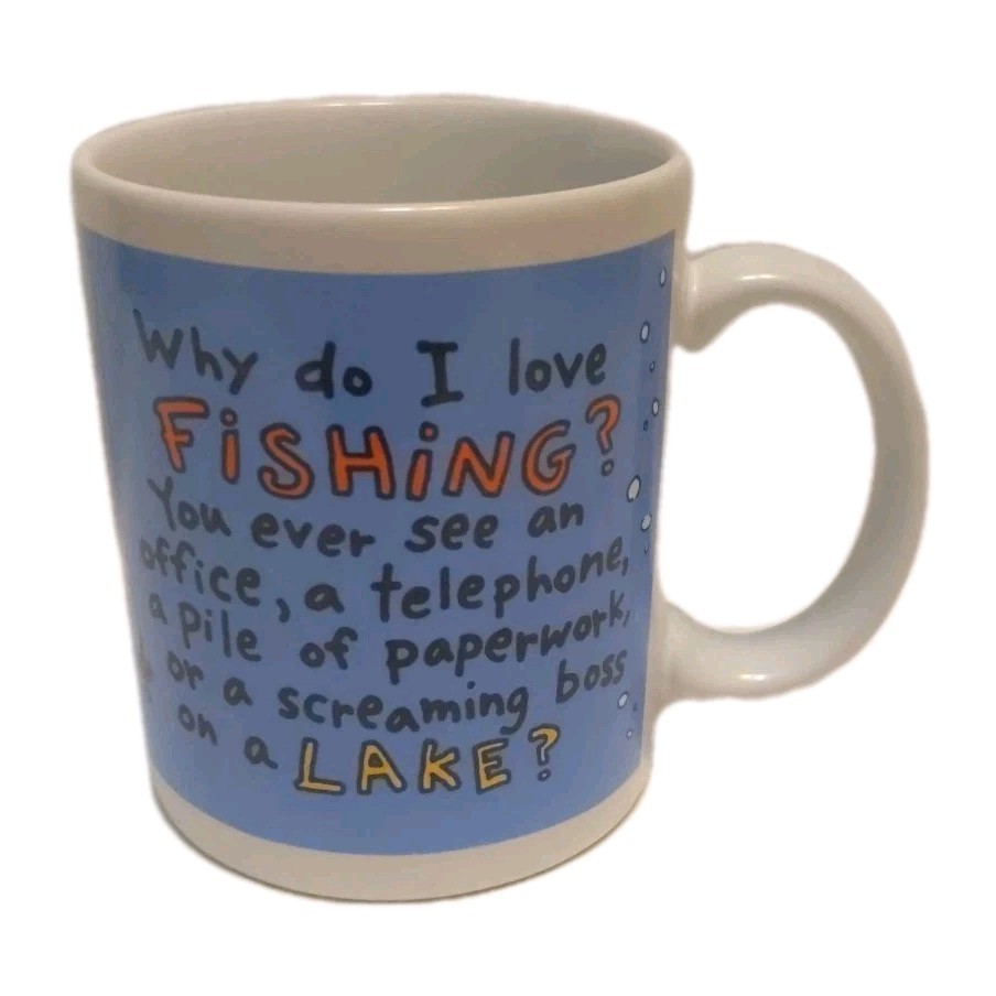 Fisherman Hallmark Shoebox Greetings Why Do I Love Fishing Cup Mug Vintage Fisherman Hallmark Shoebox Greetings Why Do I Love Fishing Cup Mug Vintage