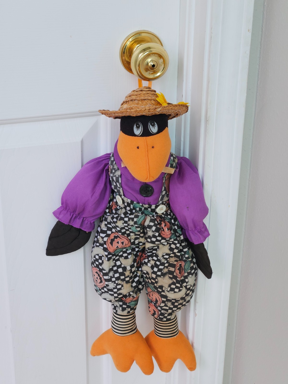 VINTAGE 1999 Halloween Crow Shelf Sitter Door Hanger Four Star International 20\