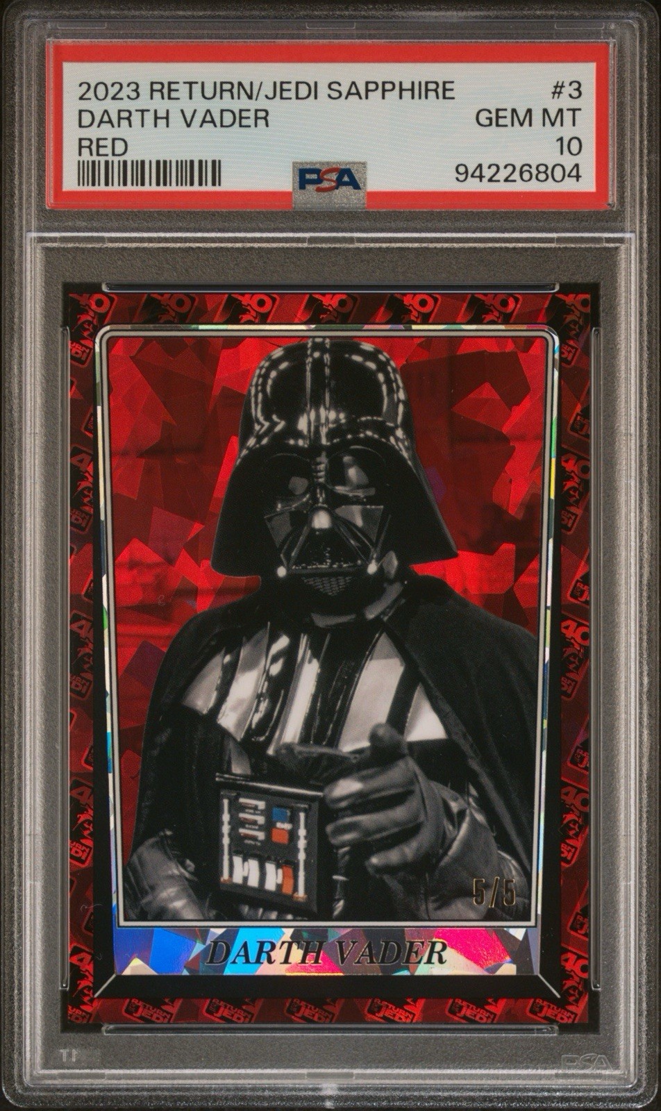 Darth Vader 2023 Topps Chrome Sapphire Star Wars Red /5 PSA 10 Darth Vader 2023 Topps Chrome Sapphire Star Wars Red /5 PSA 10