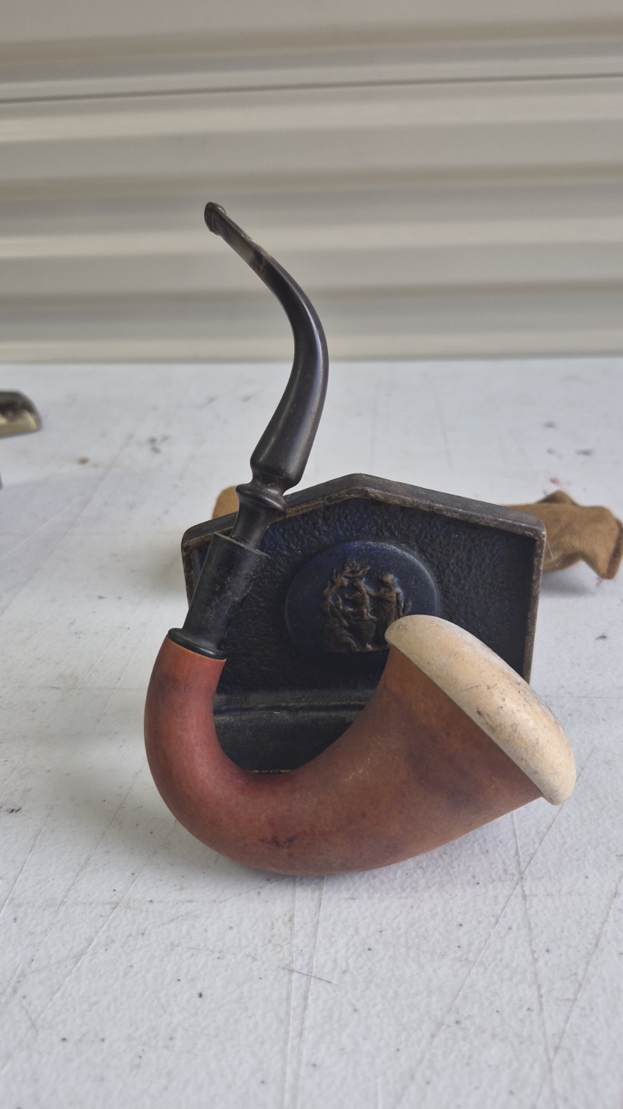 Vintage Sherlock Holmes Gourd Calabash Pipe Meerschaum Cap Estate Tobacco Pipe