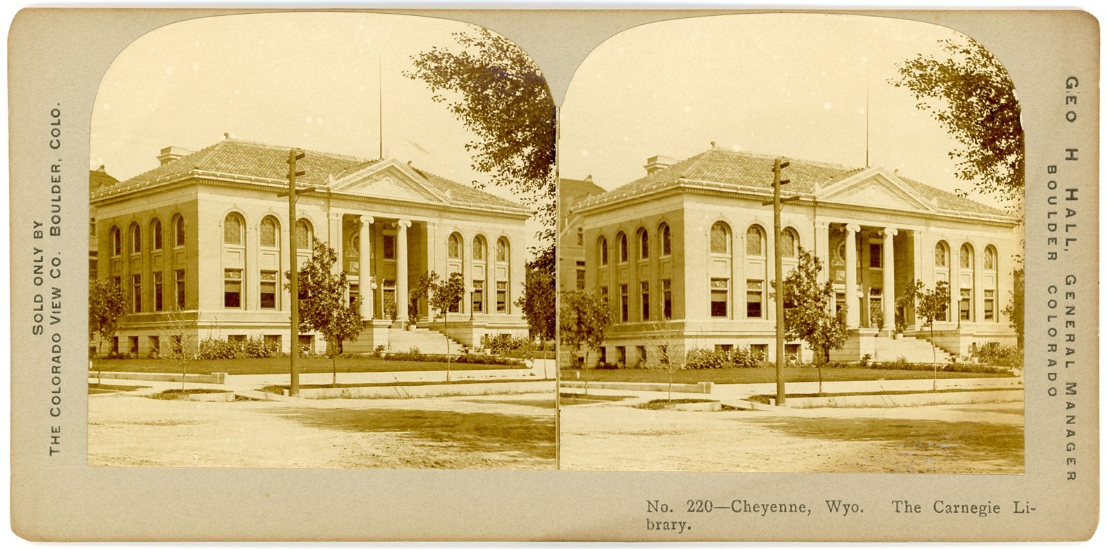 WYOMING STEREOVIEW - Cheyenne - Carnegie Library - Ed Tangen c1907