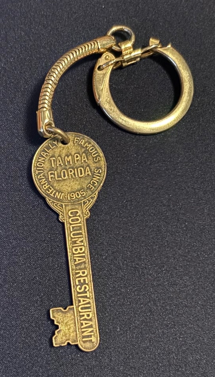 Vintage 1950s Tampa Ybor City Florida Columbia Restaurant Souvenir Keychain