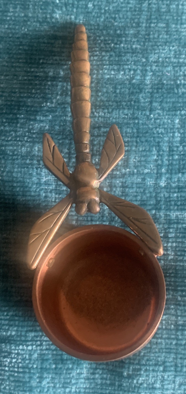 Vintage Copper 1 Inch Scoop w/Brass Dragonfly 3 Inch Handle-Made In USA-Unique Vintage Copper 1 Inch Scoop w/Brass Dragonfly 3 Inch Handle-Made In USA-Unique