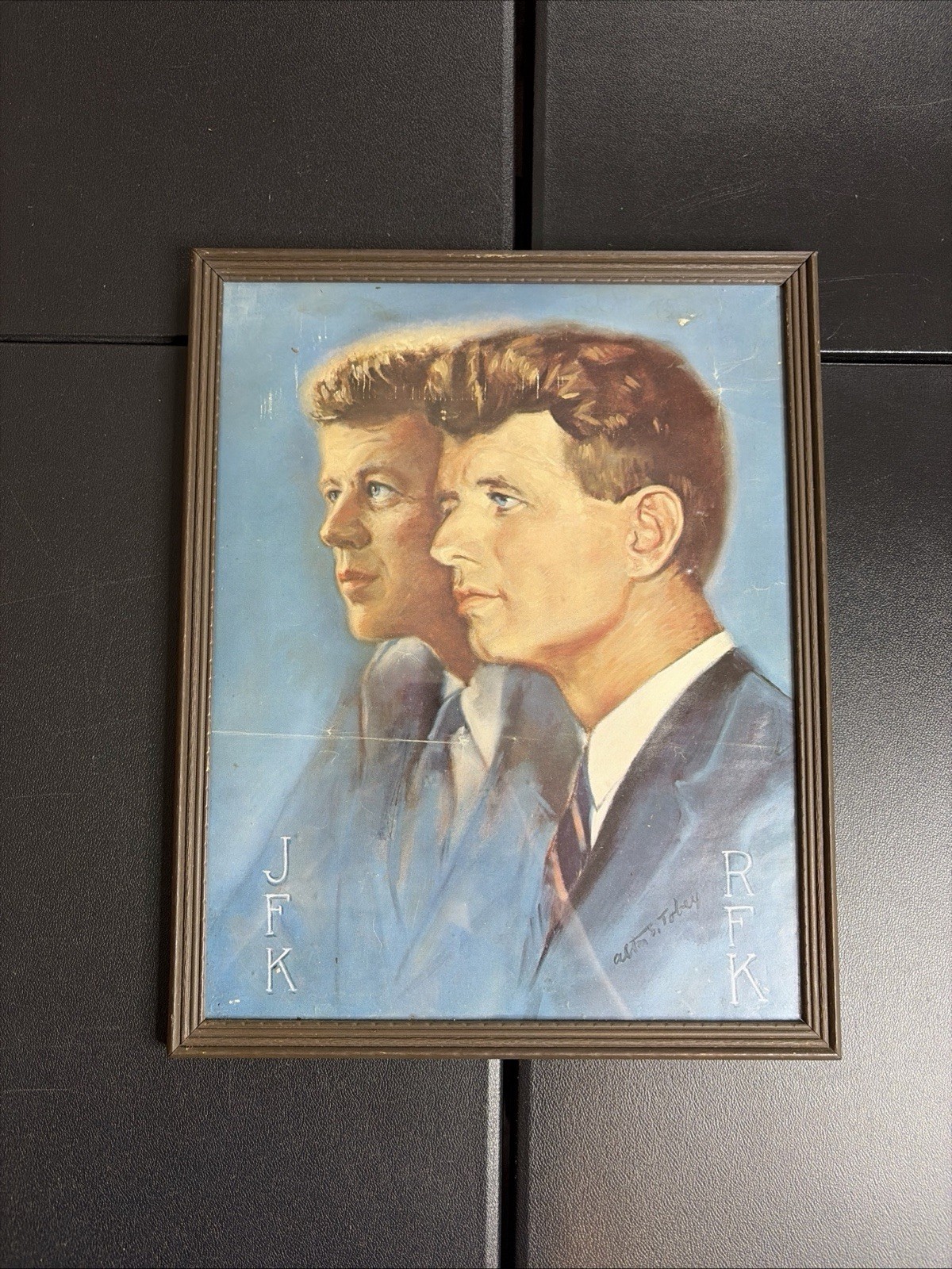 John F. and Robert Kennedy The Kennedy's Print by Alton Tobey Framed Lithograph John F. and Robert Kennedy The Kennedy's Print by Alton Tobey Framed Lithograph