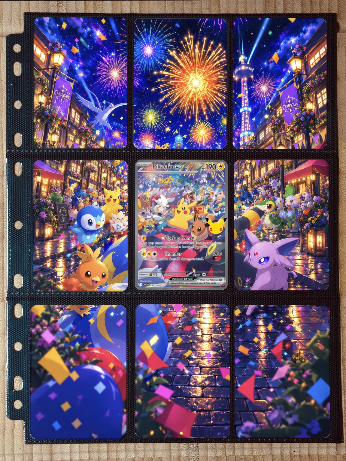 Pokémon Pikachu Ex 150/128 Extended Art Binder Insert | 3x3 9-Pocket