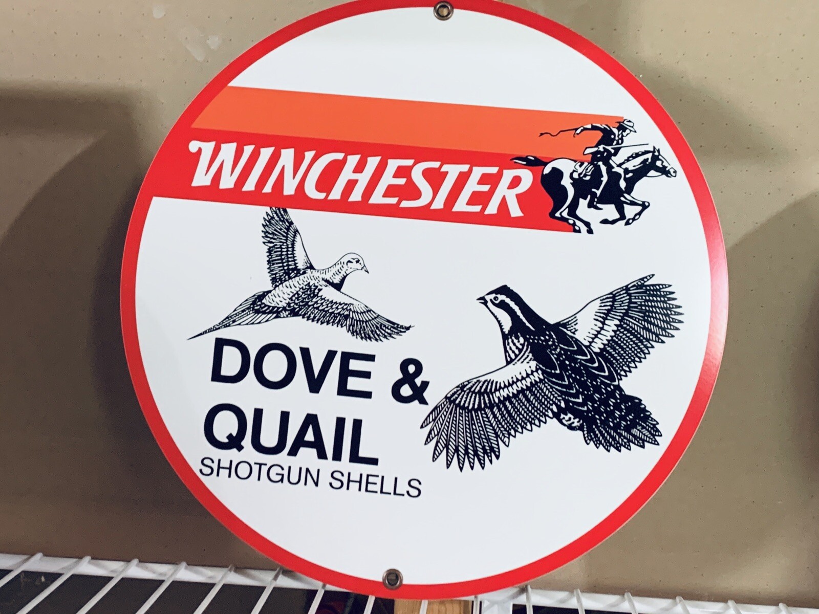 Winchester Ammunition Hunting Gun Vintage Style Round Metal Sign Dove Quail Winchester Ammunition Hunting Gun Vintage Style Round Metal Sign Dove Quail