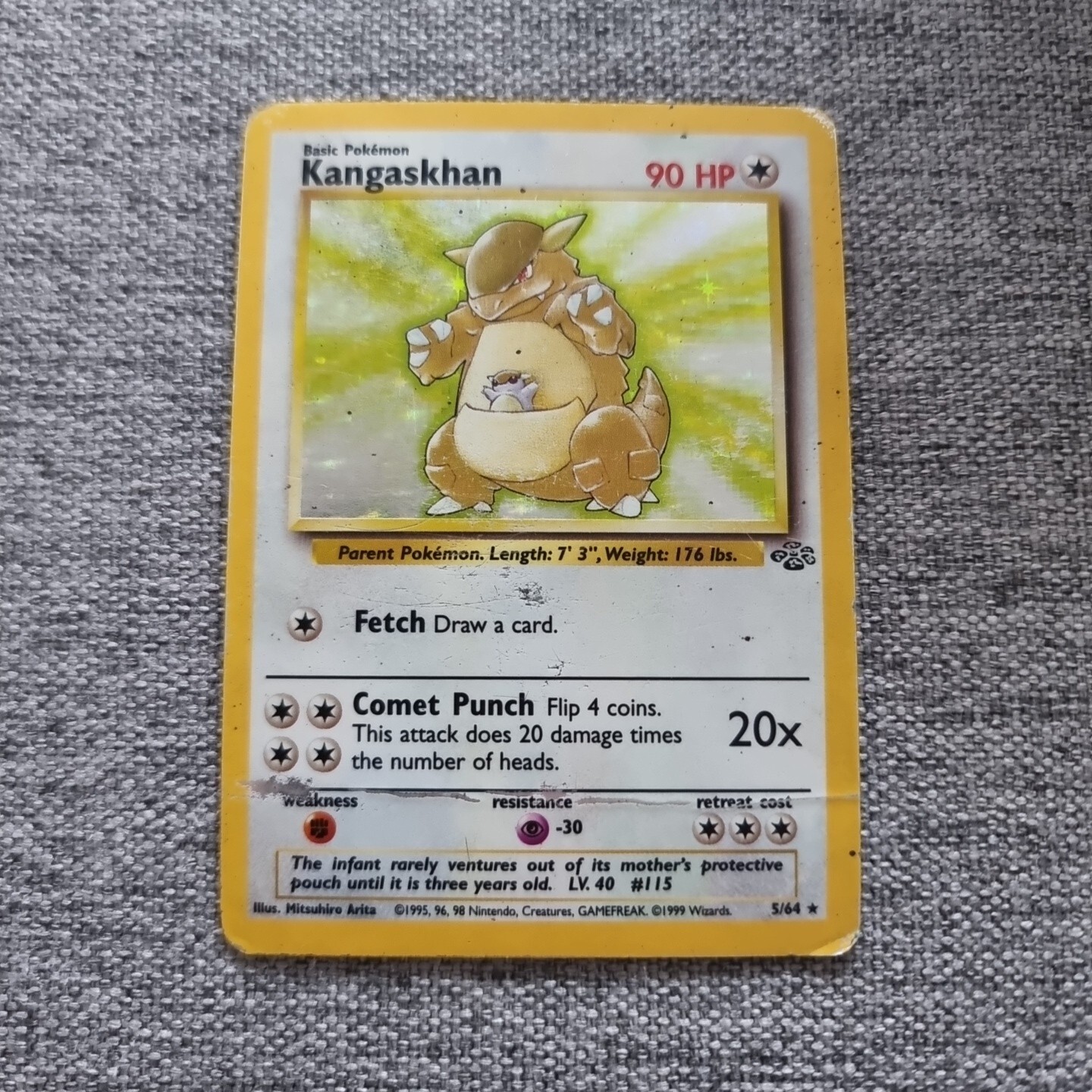 Kangaskhan HOLO 5/64 Jungle Set Original Rare Pokémon Card WOTC Unlimited TCG HP Kangaskhan HOLO 5/64 Jungle Set Original Rare Pokémon Card WOTC Unlimited TCG HP