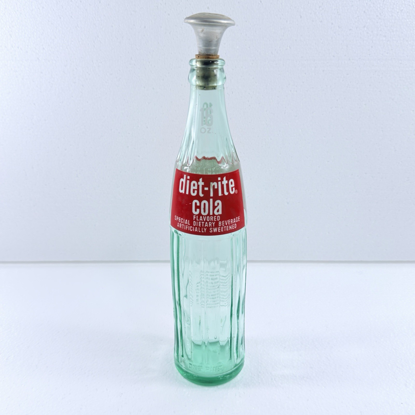 Vintage Diet-Rite Cola 16 oz Glass Bottle 1960s W/ Sprinkler Attachment Retro