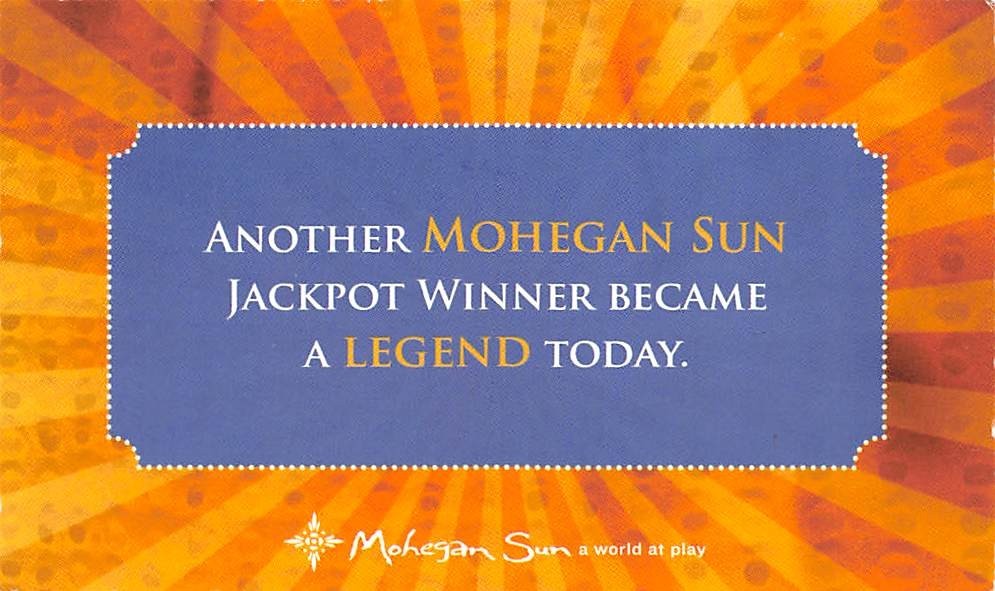 Mohegan Sun Casino - Paper Slot Jackpot Winner Card Mohegan Sun Casino - Paper Slot Jackpot Winner Card