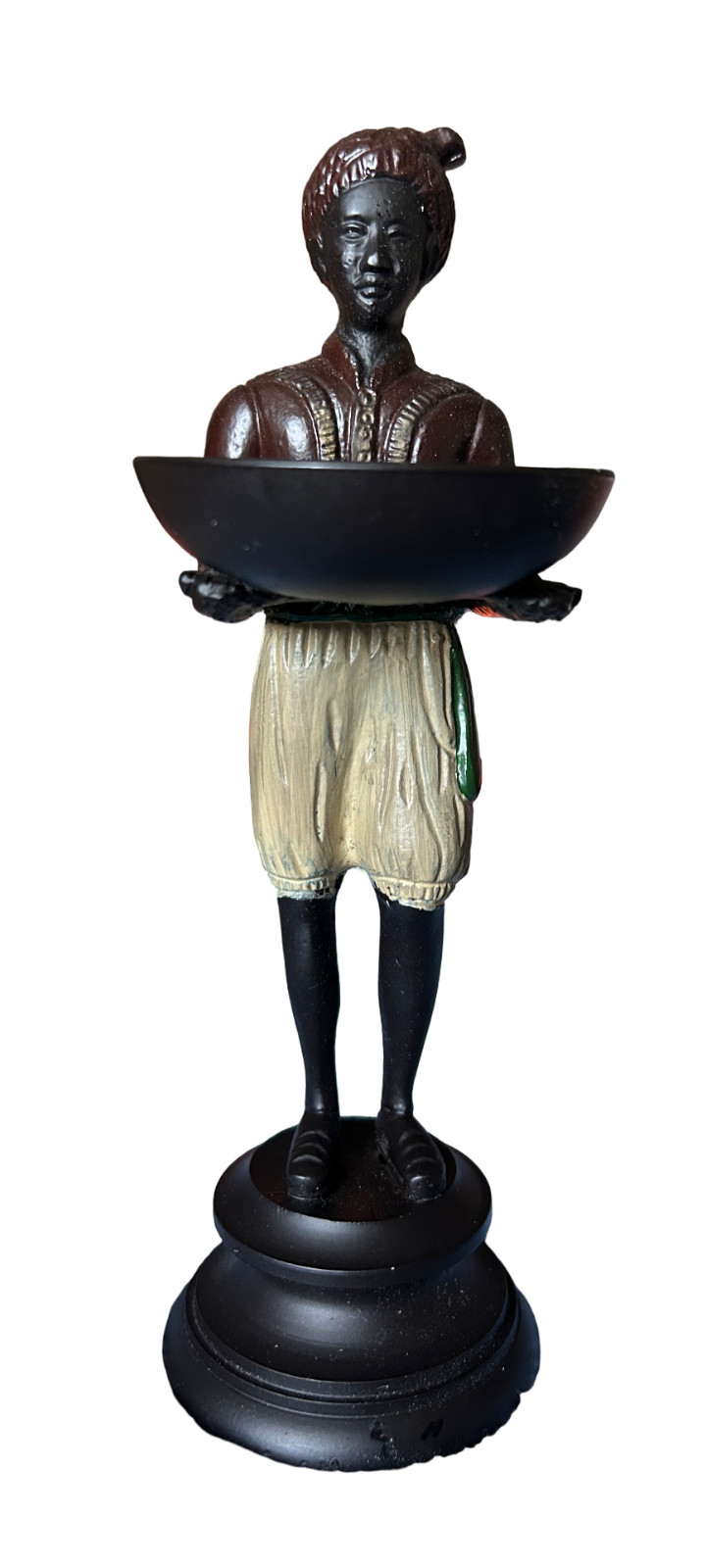 Vintage Patinated Bronze Cold-painted Indian Personal Butler Figurine Vintage Patinated Bronze Cold-painted Indian Personal Butler Figurine