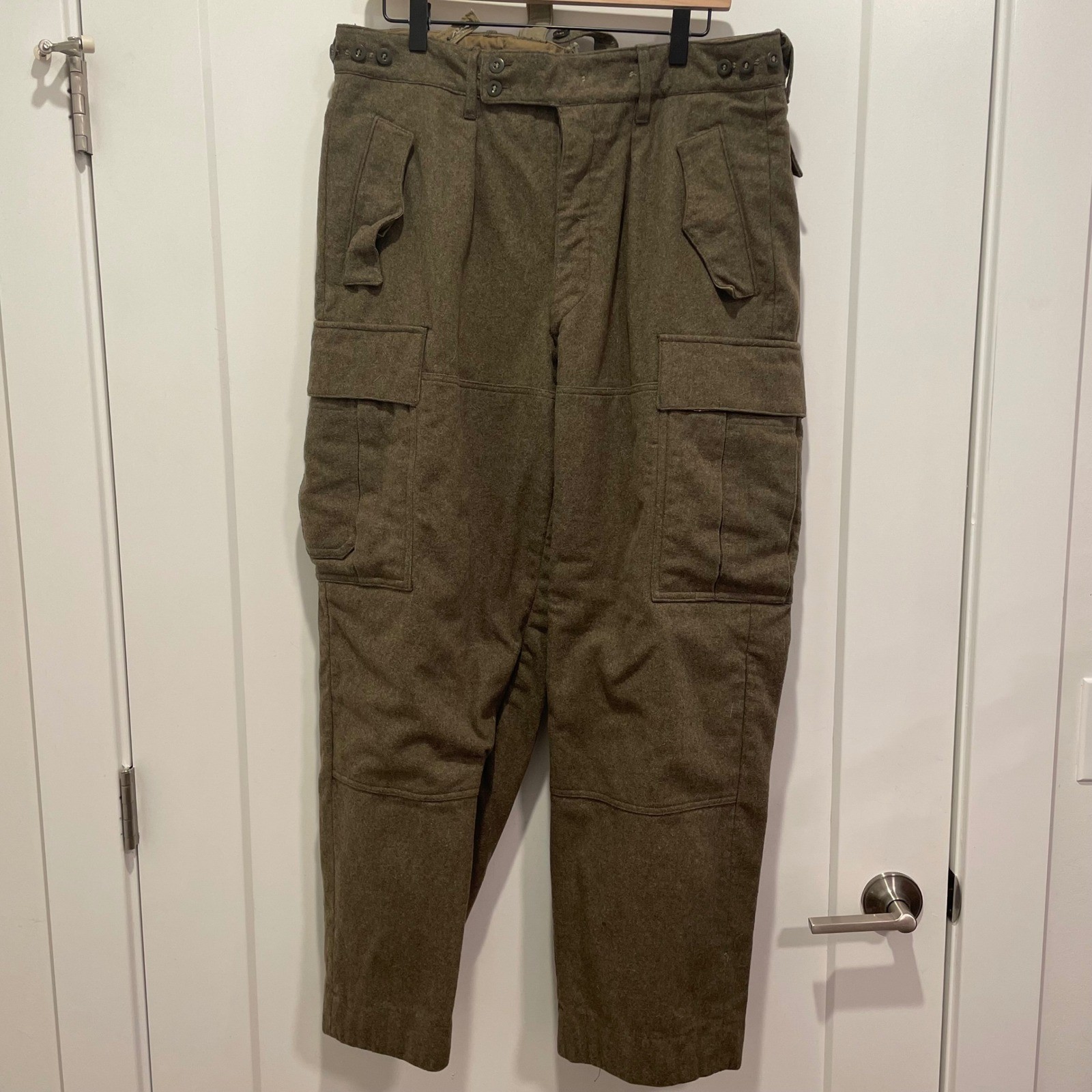 Vintage 1963 West German Military Wool Field Cargo Trousers Schilling OHG 32x28