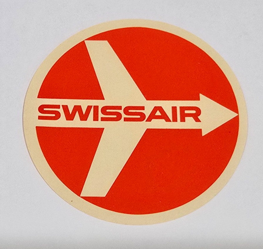 Vintage 1953-1979 Swissair Luggage Label Sticker Airlines Aviation NOS