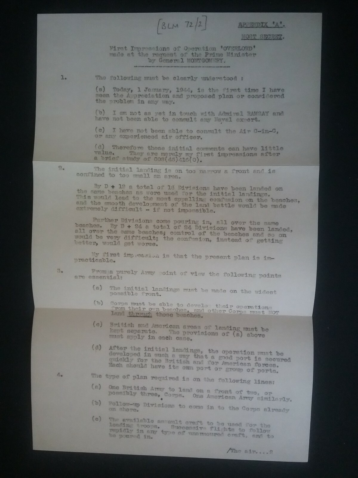 1944 WW2 GENERAL MONTGOMERY\'S APPRECIATION COSSAC D-DAY PLAN SEE ICONIC LISTINGS 1944 WW2 GENERAL MONTGOMERY\'S APPRECIATION COSSAC D-DAY PLAN SEE ICONIC LISTINGS