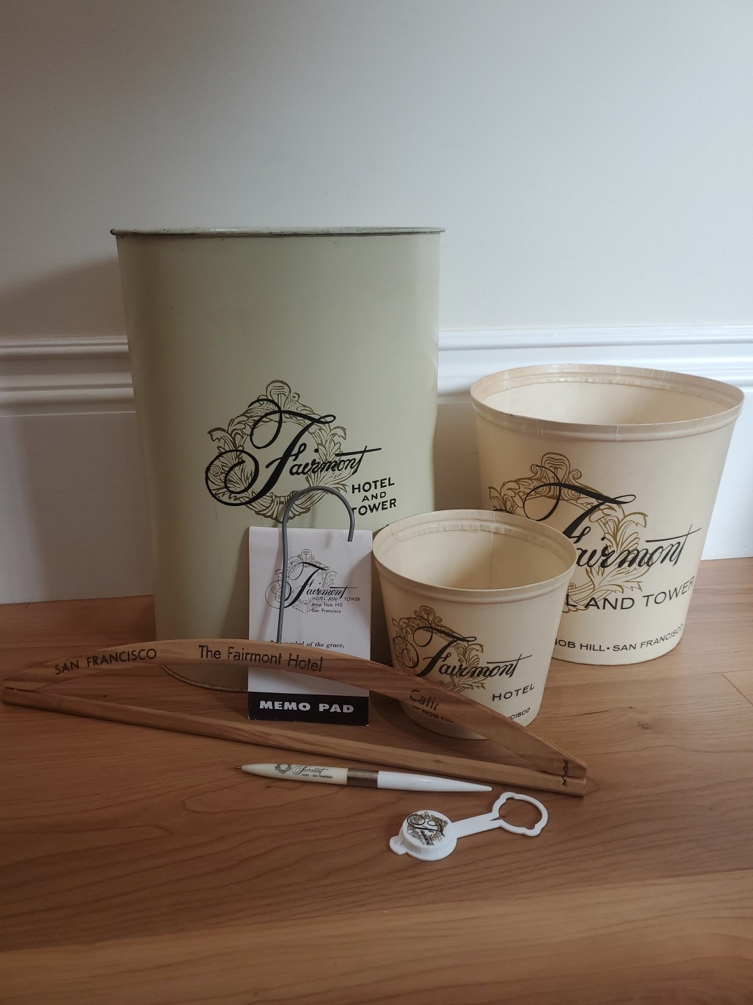 Vintage Fairmont Hotel and Tower San Francisco Lot: Trash Can, Pen, Pad, & more