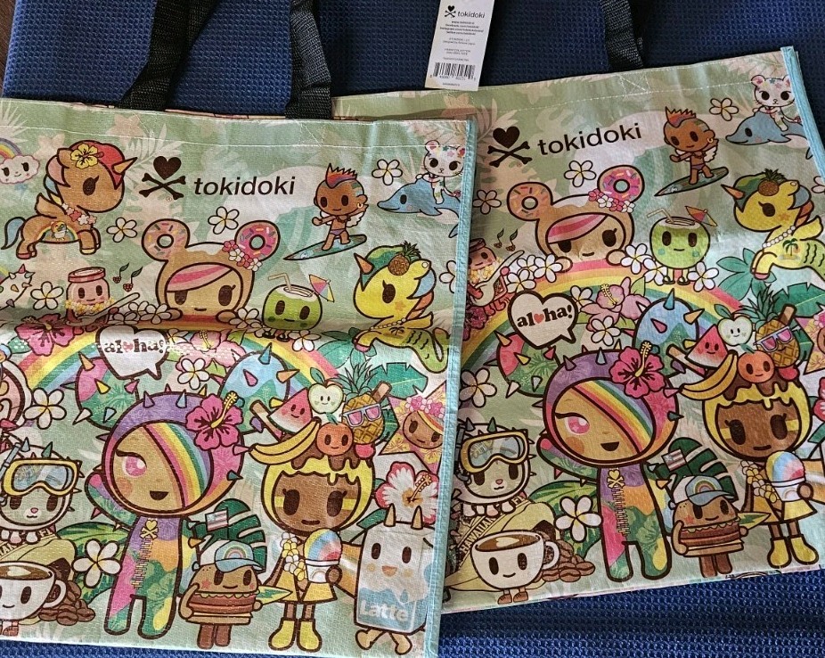 Lot of (2) Tokidoki 2020 HAWAII COLLECTION 2020 VINYL TOTE 1x NWT 1x Used