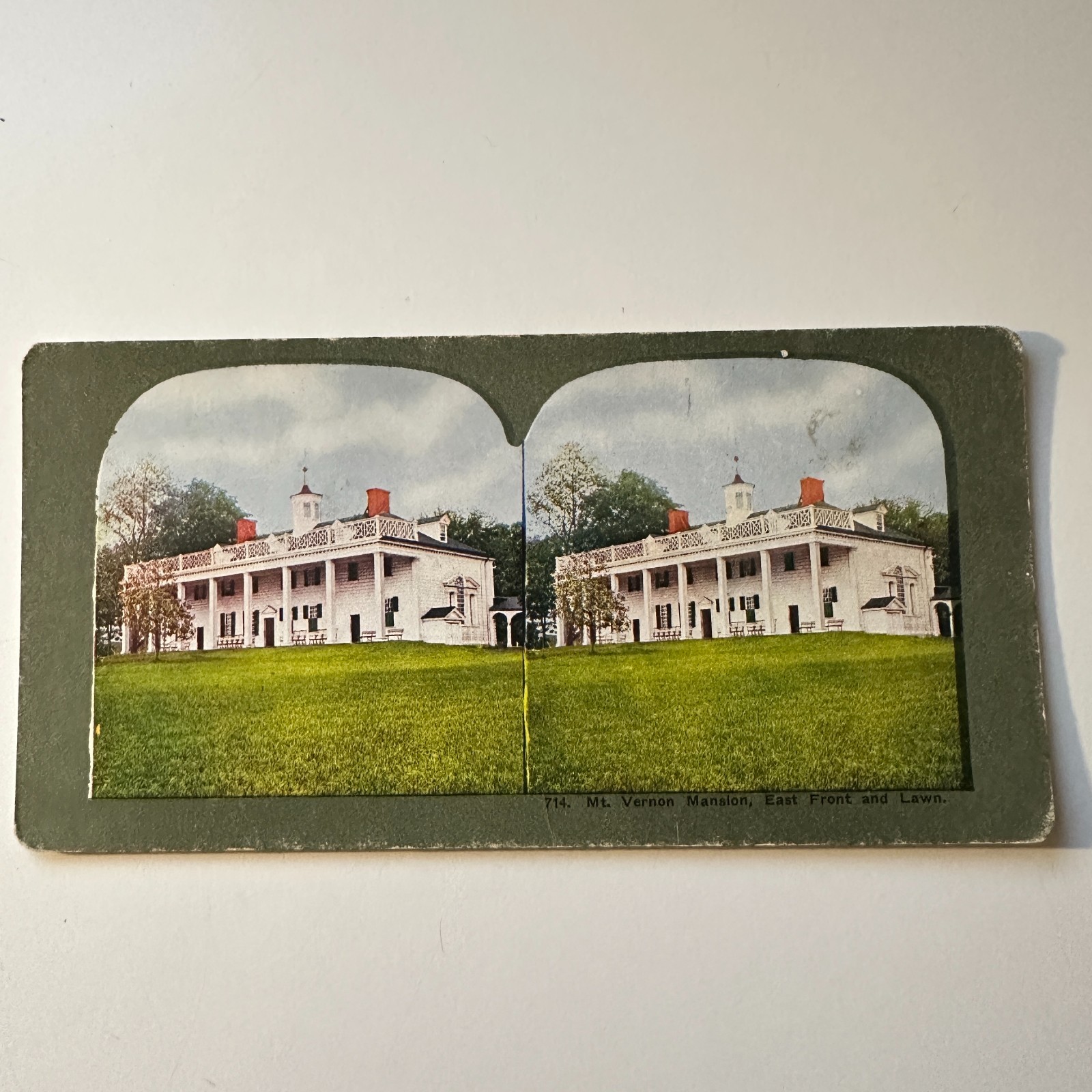 Mt. Vernon Mansion East Front & Lawn Antique Stereoview Card 5H6-5 Mt. Vernon Mansion East Front & Lawn Antique Stereoview Card 5H6-5
