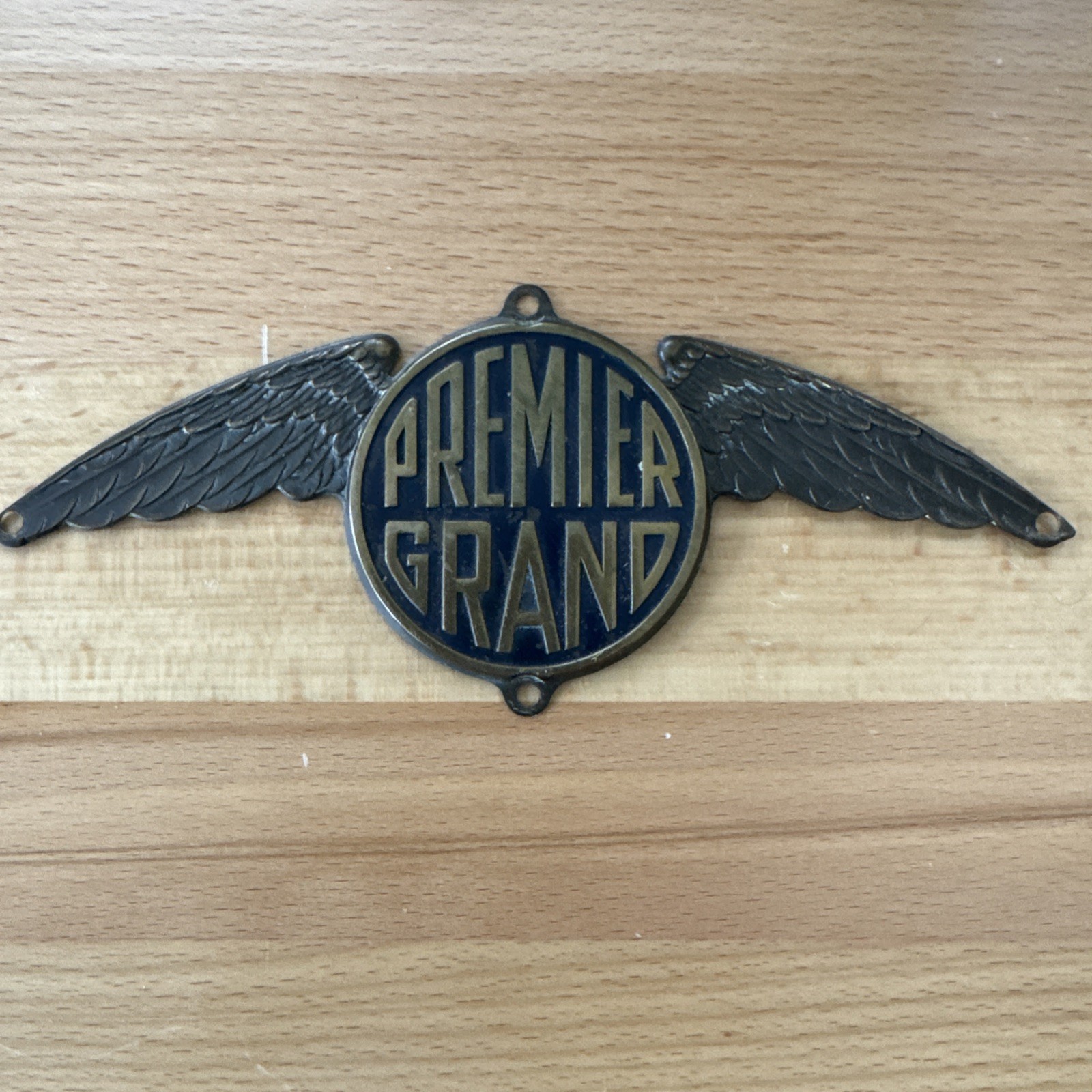 Antique Brass Premier Grand Car Nameplate Emblem Badge