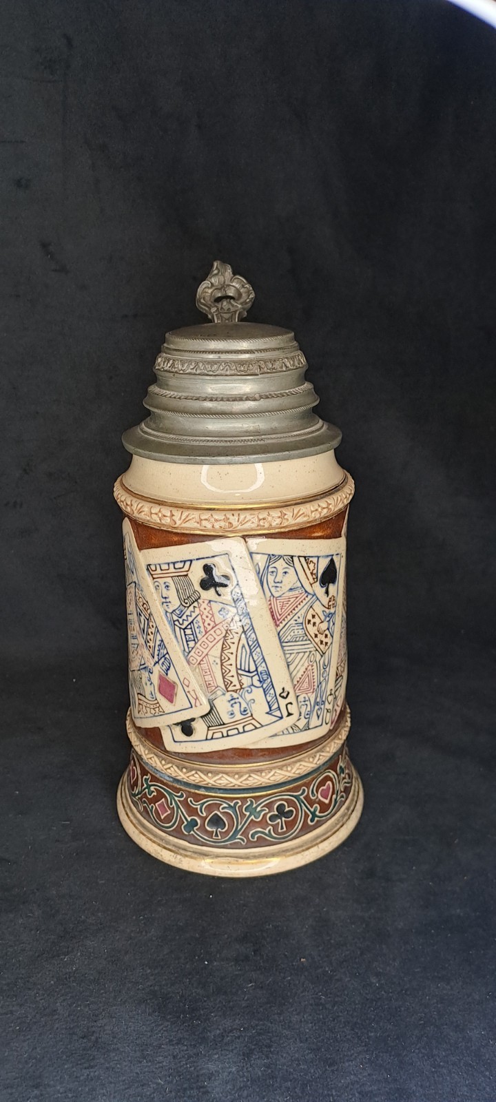 Old beer stein with tin lid 0.5l