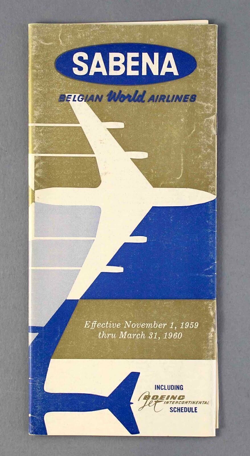 SABENA WINTER 1959/60 AIRLINE TIMETABLE BELGIAN WORLD AIRLINES BOEING 707