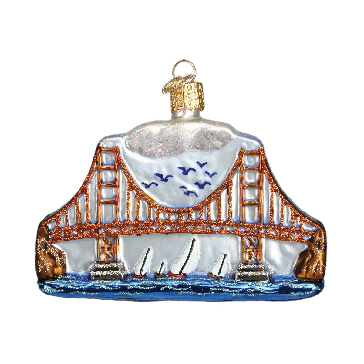 Old World Christmas Golden Gate Bridge Glass Blown Ornament Landmark Collection Old World Christmas Golden Gate Bridge Glass Blown Ornament Landmark Collection