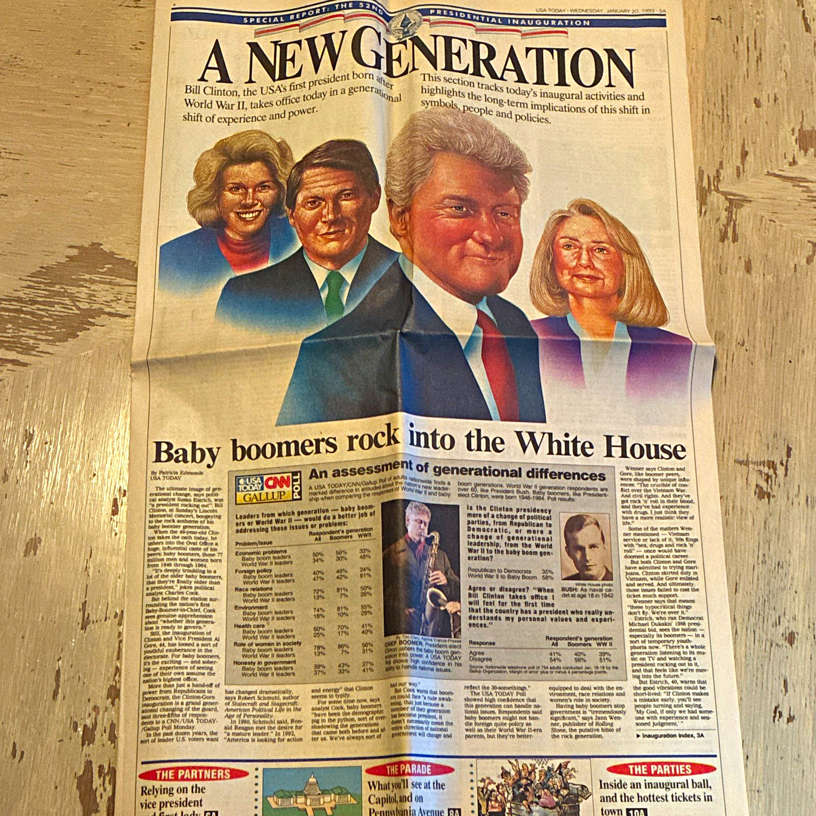 USA Today Newspaper Special Report “A New Generation” Jan 20 1993 Inauguration