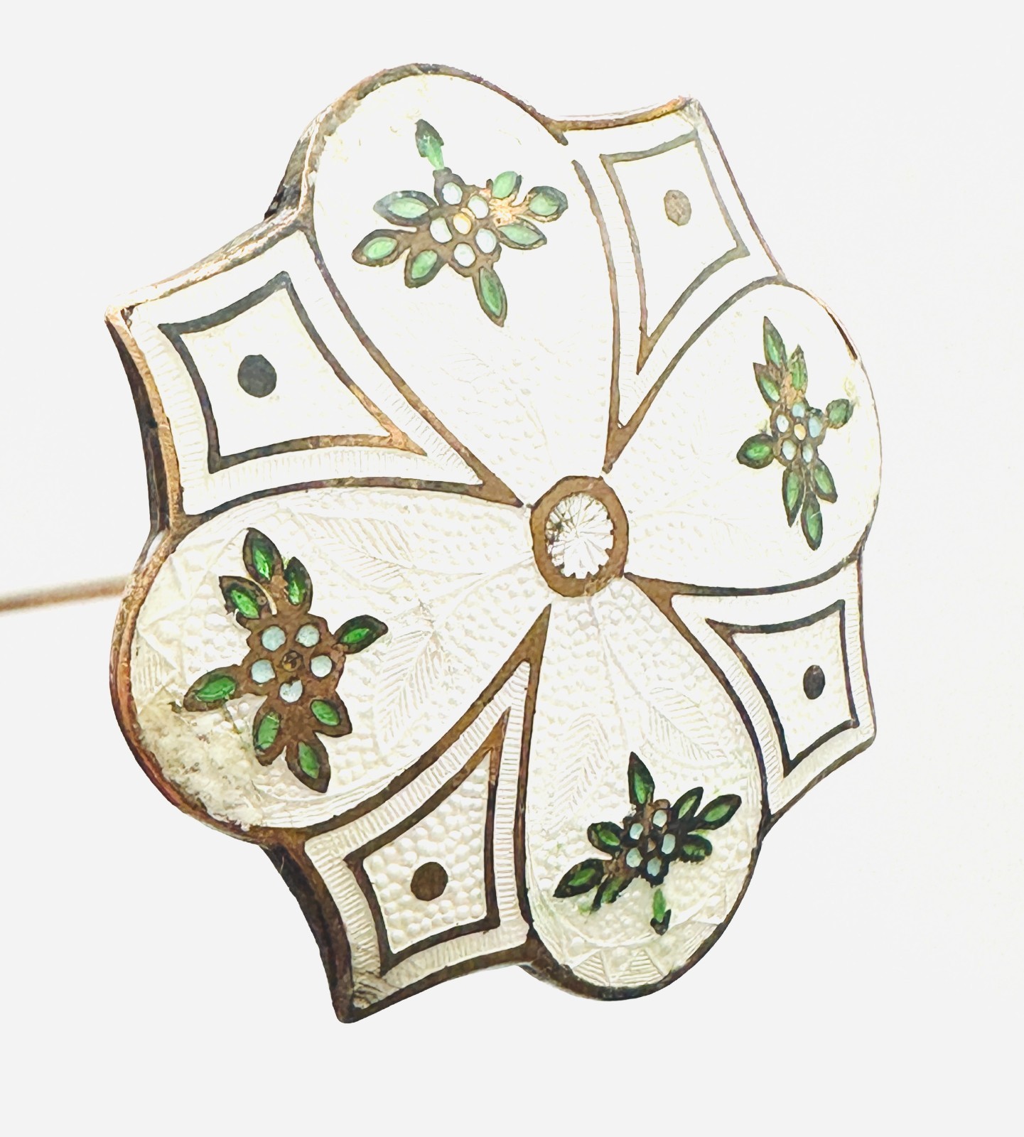 Antique Hatpin Lovely Design Flowers Cloisonné Guilloche Enamel Collectible Antique Hatpin Lovely Design Flowers Cloisonné Guilloche Enamel Collectible