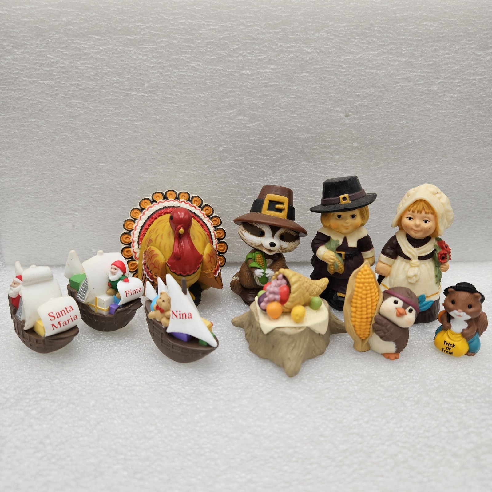 Vtg Set of 9 Hallmark Merry Miniatures Thanksgiving Figurines Pilgrims Turkey Vtg Set of 9 Hallmark Merry Miniatures Thanksgiving Figurines Pilgrims Turkey