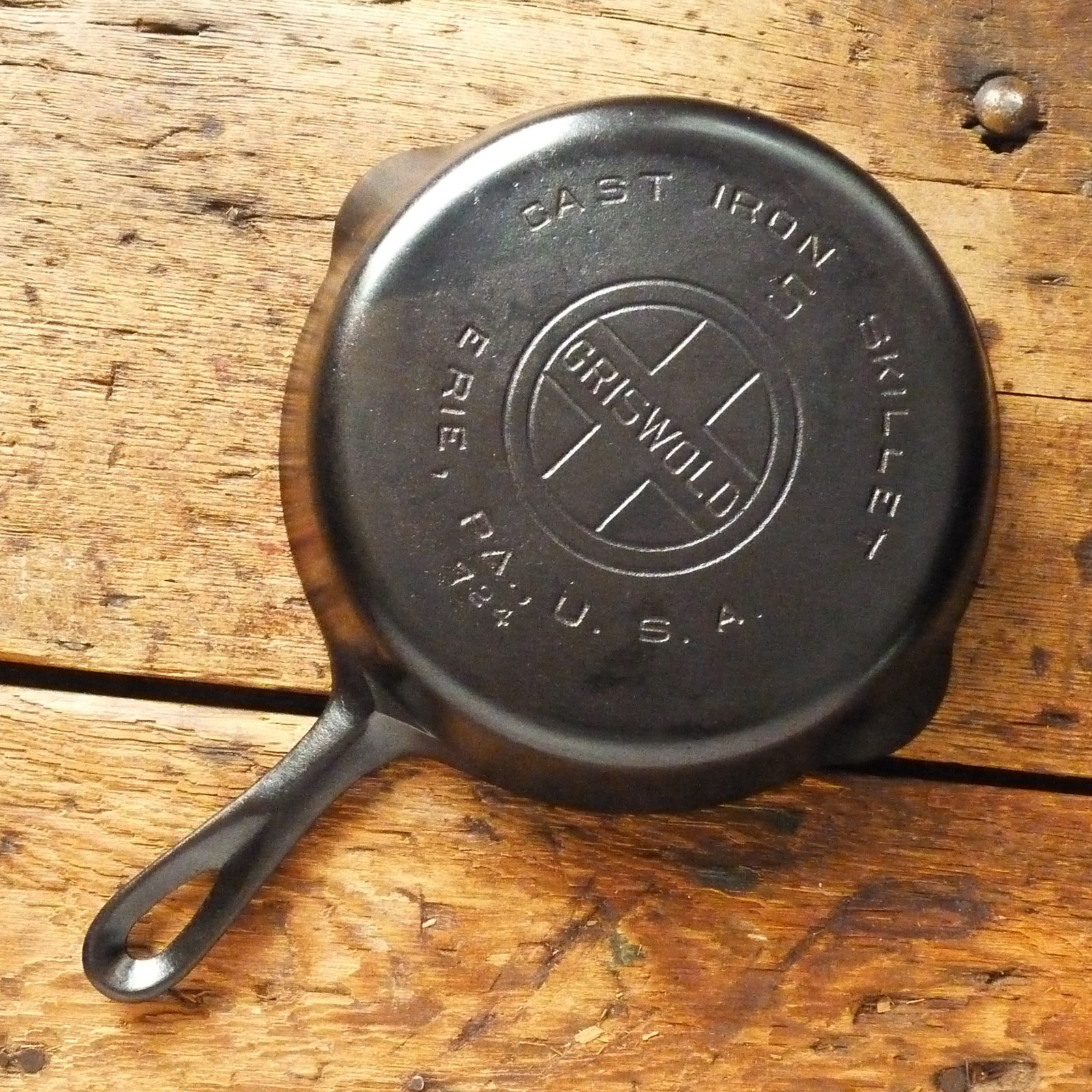 Vintage GRISWOLD Cast Iron SKILLET Frying Pan # 5 LARGE BLOCK LOGO - Ironspoon