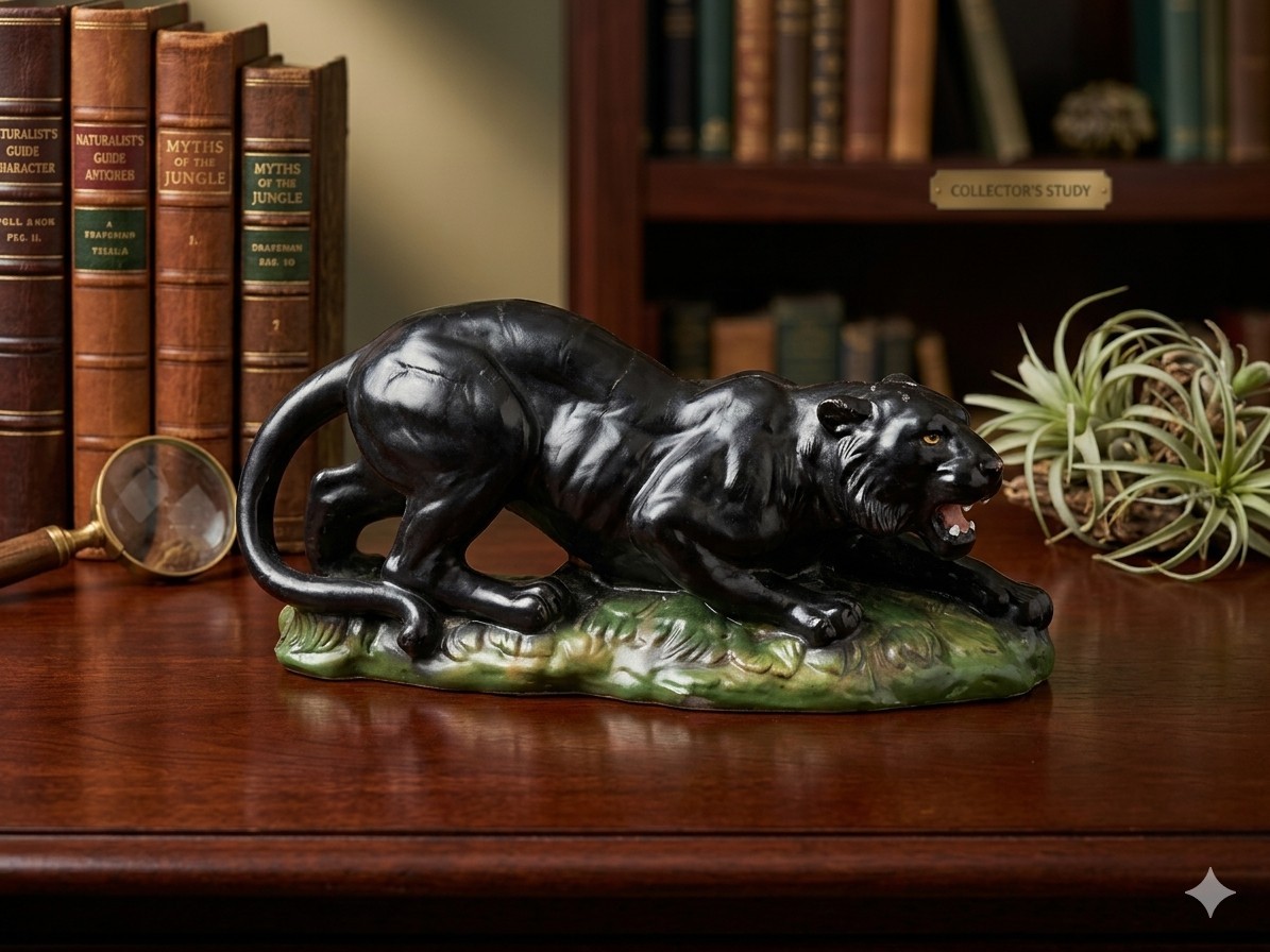 Vtg 1960s Black Panther Art Candle Unburned Mid-Century Modern Stalking Jaguar Vtg 1960s Black Panther Art Candle Unburned Mid-Century Modern Stalking Jaguar