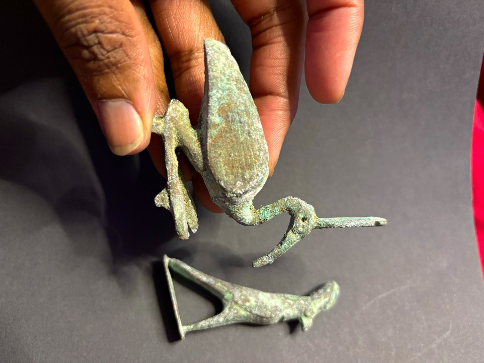 Pair of ancient Egyptian Style Bronze God of Thoth Ibis Votive Figurines, Pair of ancient Egyptian Style Bronze God of Thoth Ibis Votive Figurines,