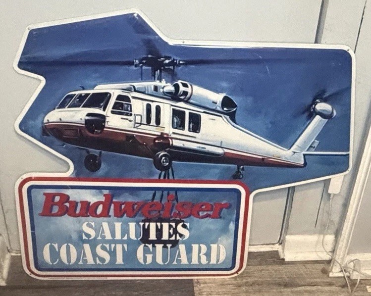 1994 Budweiser SALUTES Coast Guard Tin Sign Large