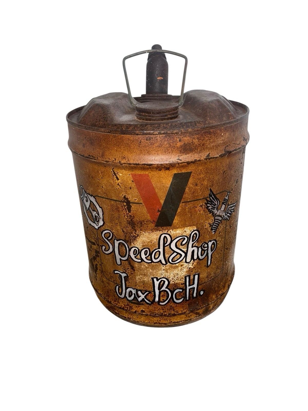 Hand Painted Vintage 5 Gallon Oil Can Jax Beach Speed Shop