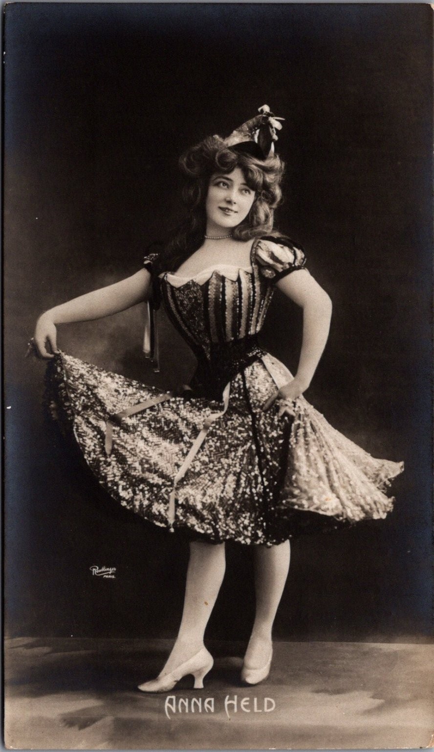 Anna Held Vaudeville Actress RPPC Private Mailing Card c.1898-1907 Reutlinger