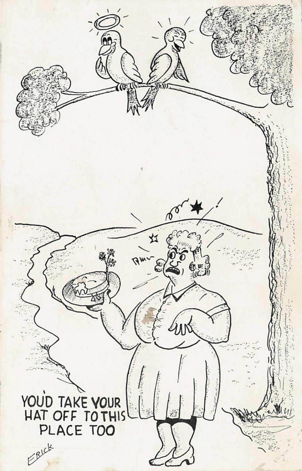 Vintage Humorous Cartoon Postcard - Erick Signed - Glacier Stationery Co. Vintage Humorous Cartoon Postcard - Erick Signed - Glacier Stationery Co.