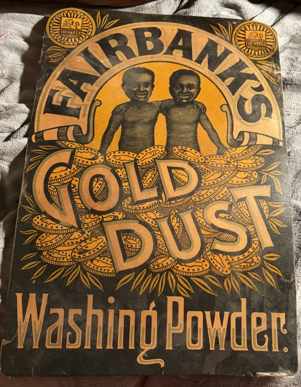 Antique 1890’s-1900’s Fairbanks Gold Dust Washing Powder Sign 13x19 Advertising
