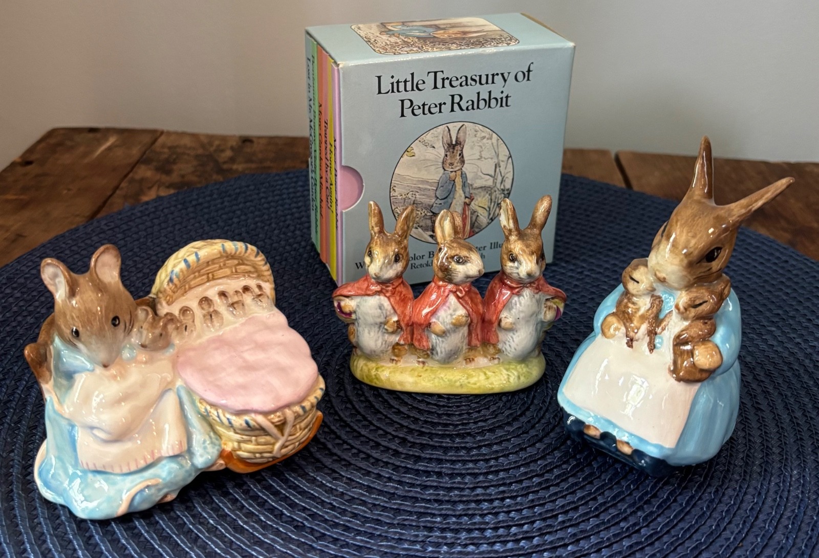 3 Vintage Beswick Beatrix Potter Figurines and Little Treasury of Peter Rabbit