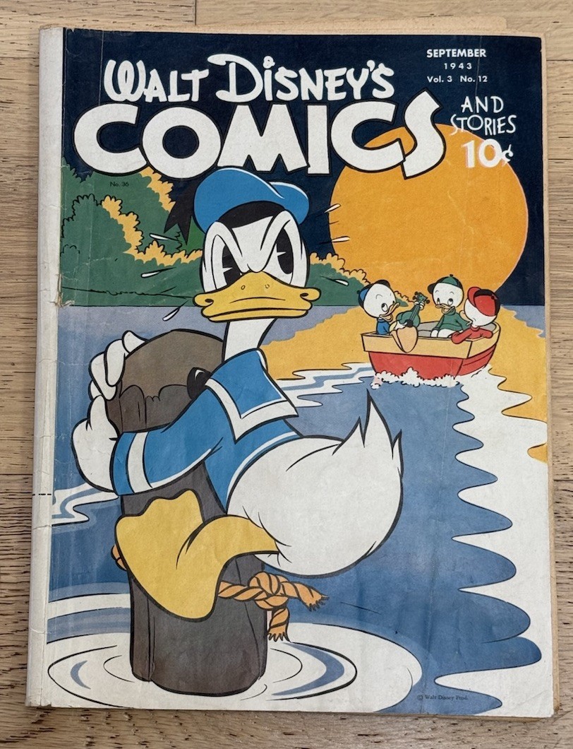 Walt Disney's COMICS & STORIES #36 Donald Duck by Carl Barks 1943 VG-FINE WWII Walt Disney's COMICS & STORIES #36 Donald Duck by Carl Barks 1943 VG-FINE WWII