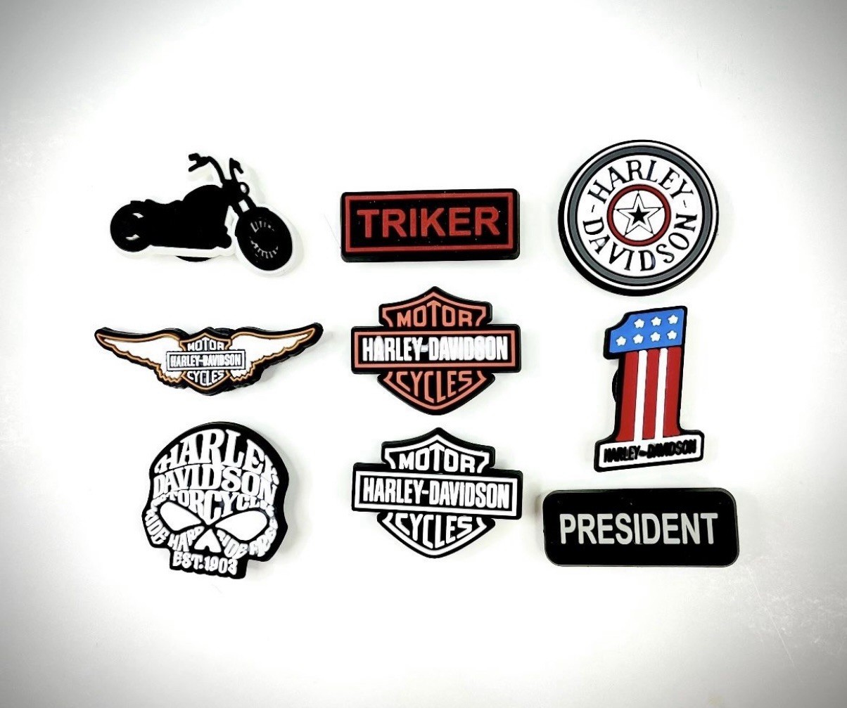 9 Piece Harley Davidson Shoe Charm Set 