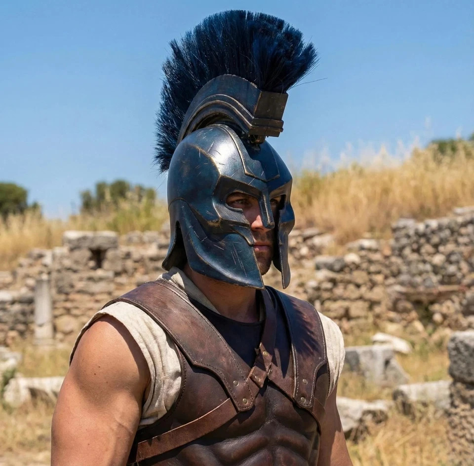 King Agamemnon Greek Warrior Helmet Replica Metal Spartan Trojan Armor Helmet King Agamemnon Greek Warrior Helmet Replica Metal Spartan Trojan Armor Helmet