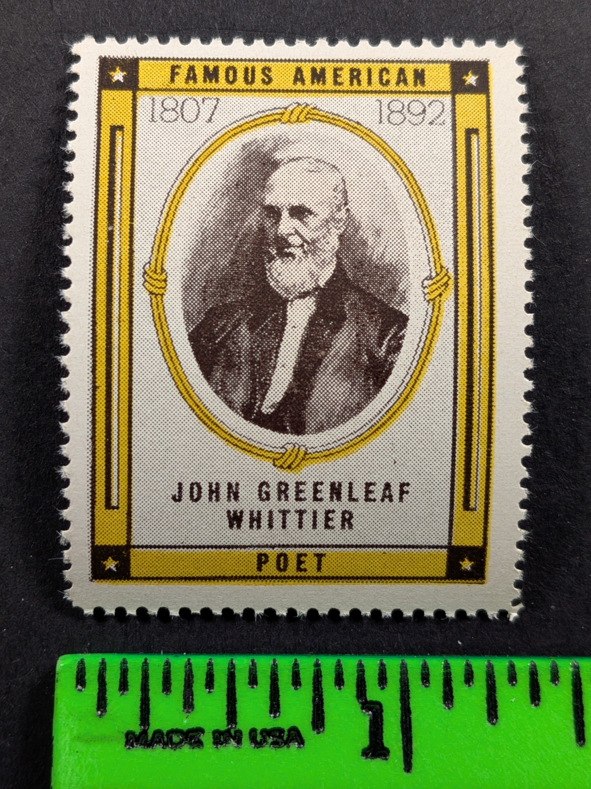 Vintage John Whittier Poet Famous Americans Poster Stamp Vintage John Whittier Poet Famous Americans Poster Stamp