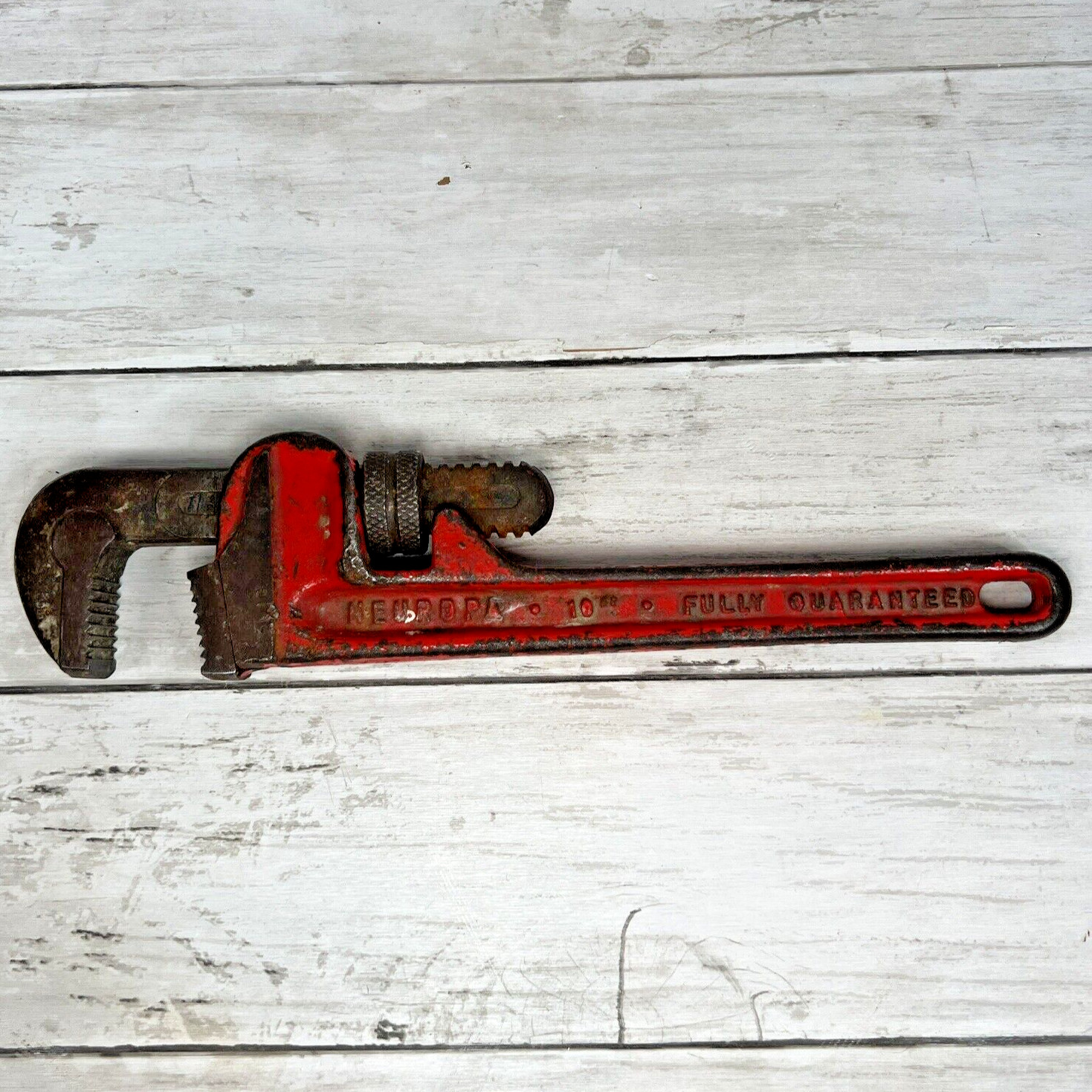 Vtg Neuropa Pipe Wrench 10” Western Germany Red Adjustable Used Works