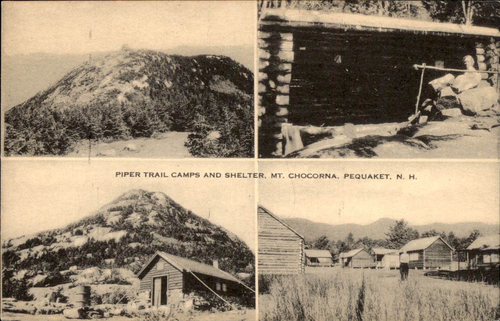 Pequaket NH Piper Trail Camps and Shelter Bisbee Press c1910s Vintage Postcard