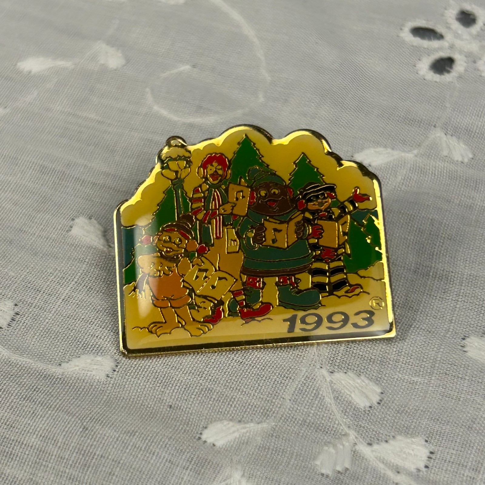 Vintage 1993 McDonalds Christmas Employee Pin Ronald Grimace Hamburglar Birdie