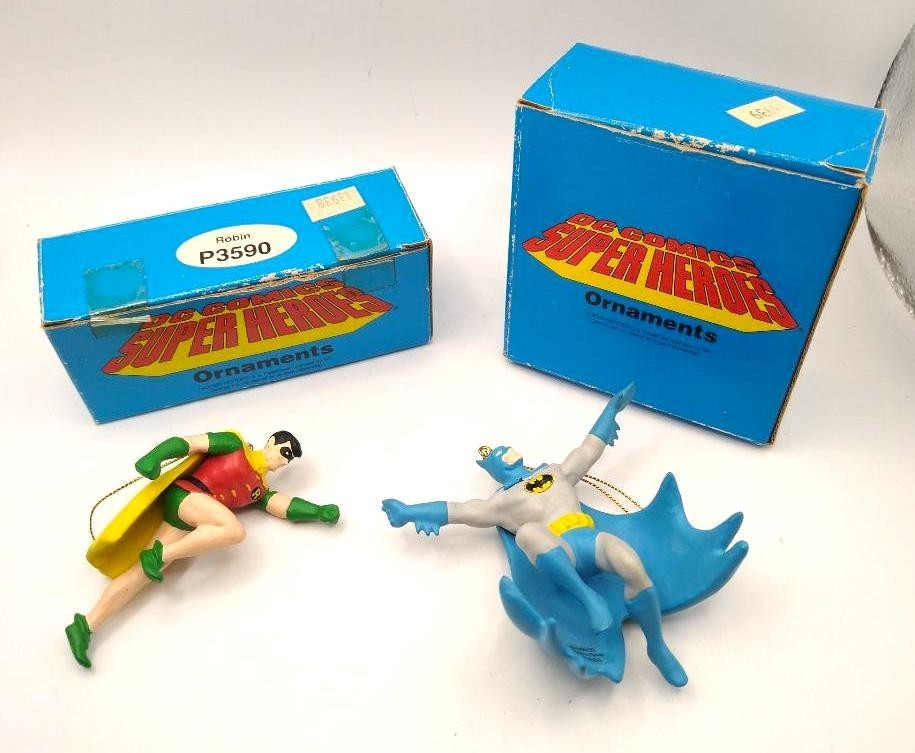 Vintage 1989 Hamilton Gifts Batman Robin DC Comics Super Heroes Ornament w/ Box