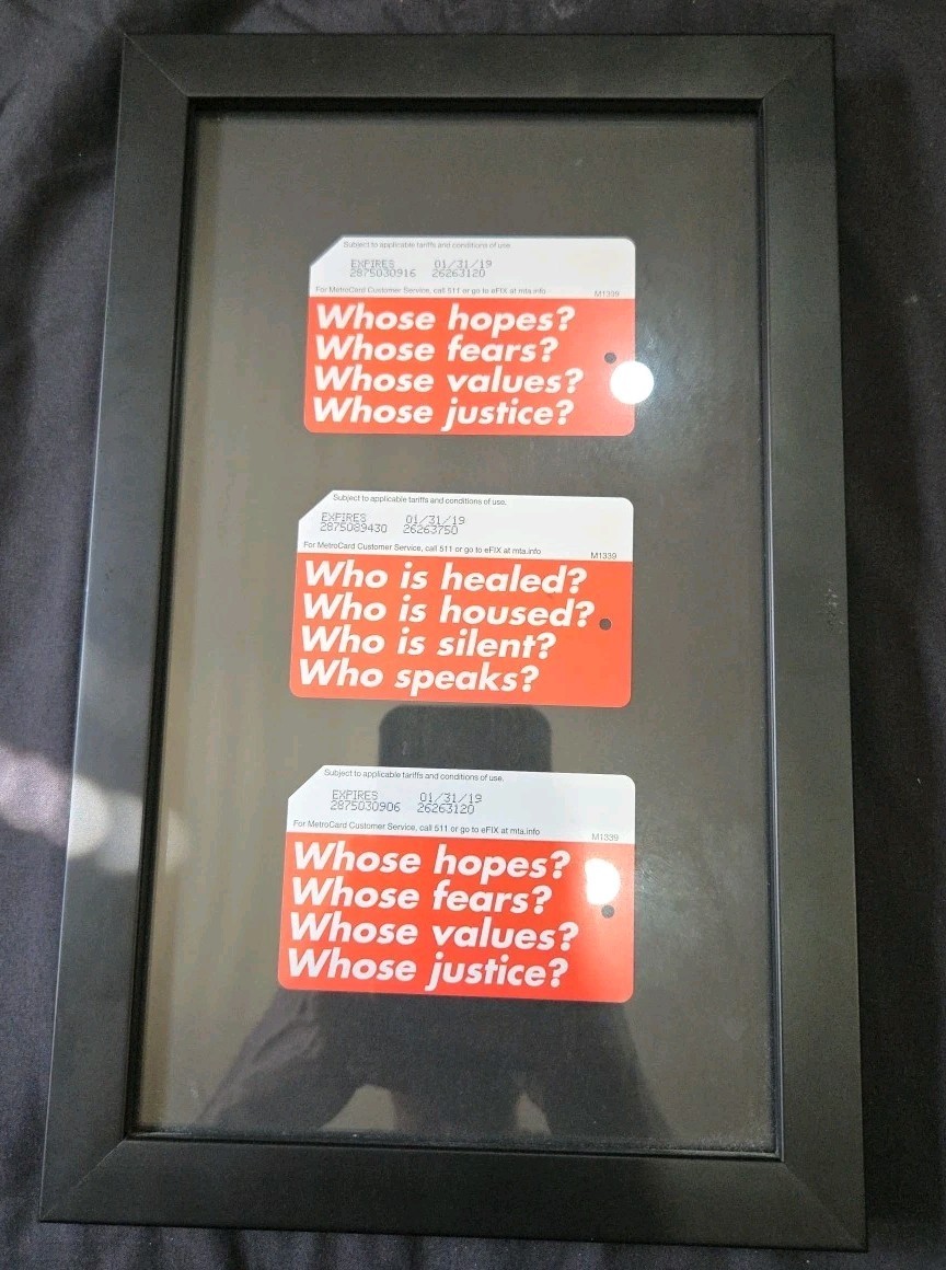 Ultra Rare 3 Barbara Kruger NYC Metrocards W/ Custom Frame Ultra Rare 3 Barbara Kruger NYC Metrocards W/ Custom Frame