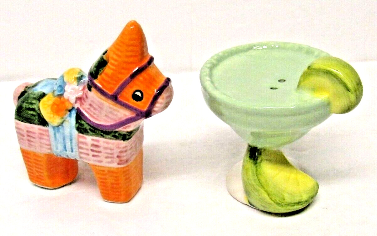 Talavera Cocinaware Festive Margarita & Pinata Salt and Pepper Shaker Set 