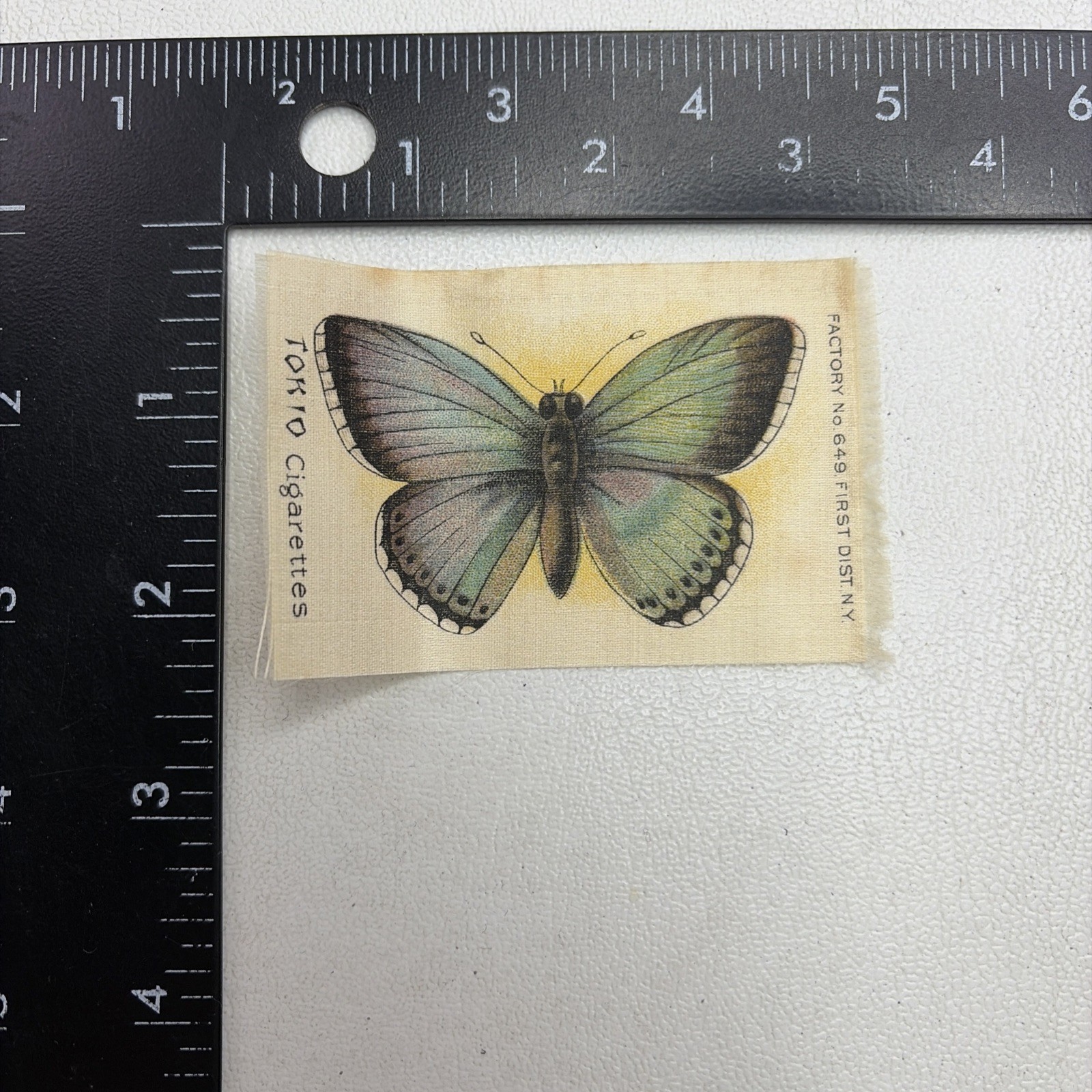 Vtg TOKIO Cigarette Tobacco CHALKHILL BLUE BUTTERFLY Silk 32D4