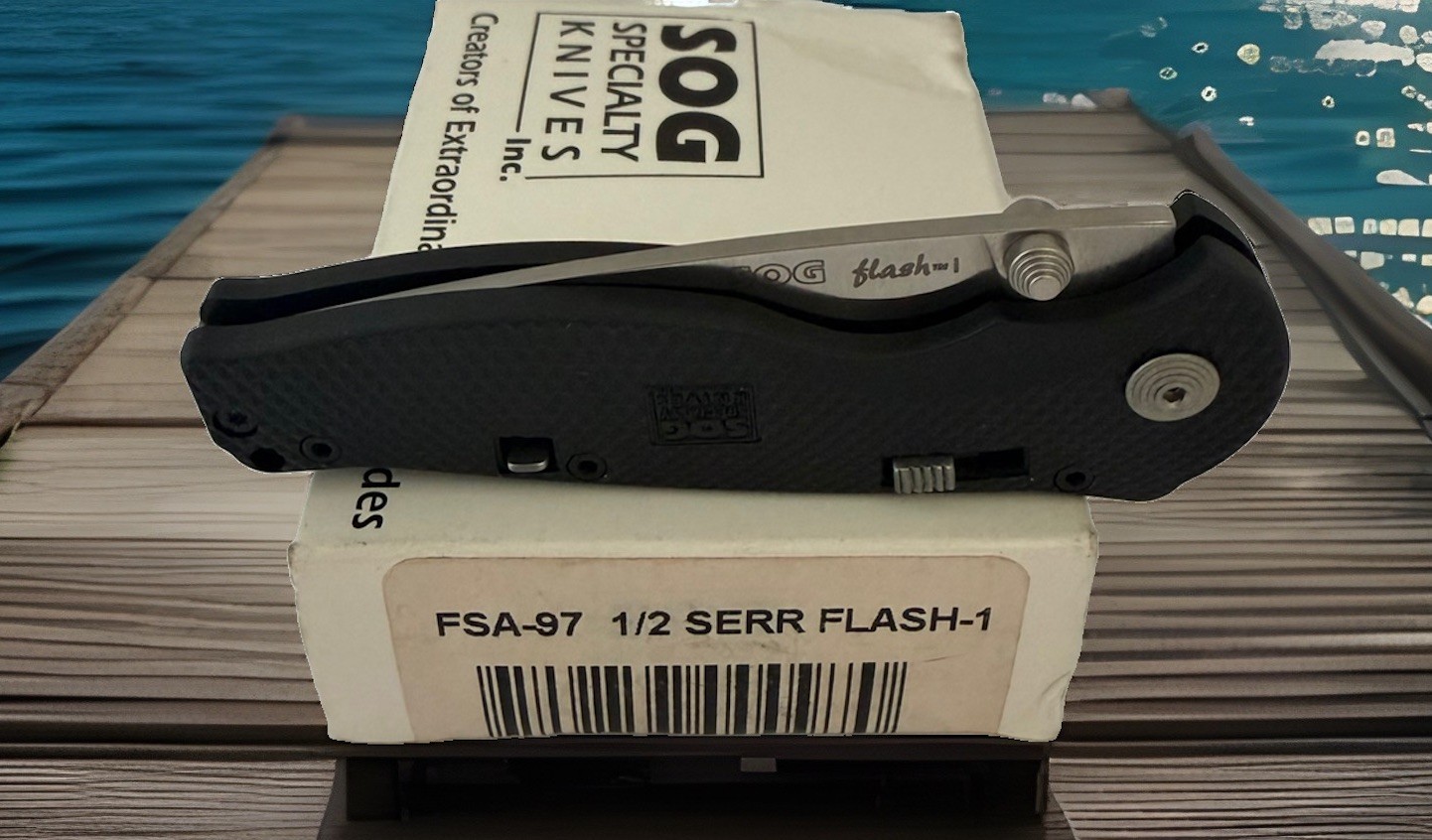 Vintage NOS SOG FSA-97 Flash I Folding Knife AUS-8 Black Handle USA 2005 Vintage NOS SOG FSA-97 Flash I Folding Knife AUS-8 Black Handle USA 2005