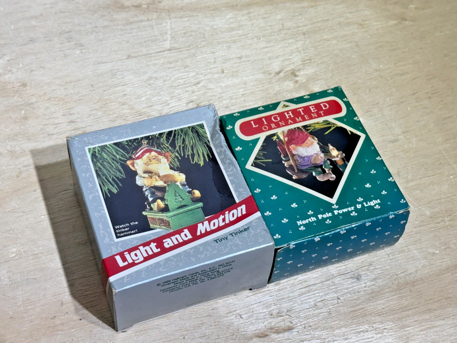 (2) NEW Hallmark 1987/1989 Christmas Light and Motion Ornaments | Santa's Elves
