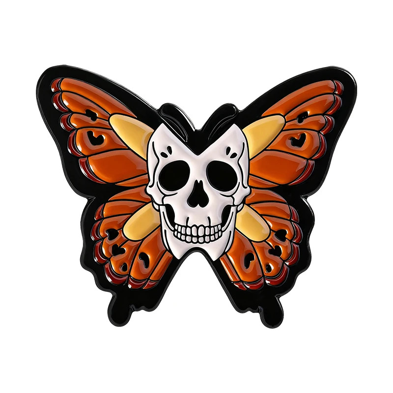 Punk Gothic Butterfly Skeleton Brooch Enamel Pins Skull Butterfly Metal